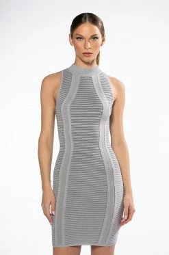 TIMELESS RIBBED MINI DRESS -AKIRA Sales Shop timeless ribbed mini dress light grey 3 3