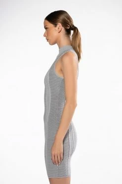 TIMELESS RIBBED MINI DRESS -AKIRA Sales Shop timeless ribbed mini dress light grey 4 4