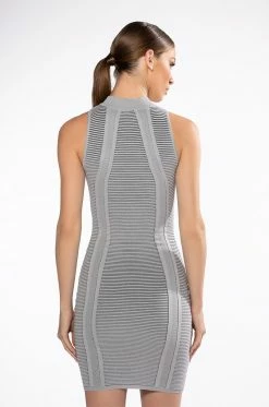 TIMELESS RIBBED MINI DRESS -AKIRA Sales Shop timeless ribbed mini dress light grey 5 5