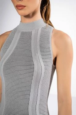 TIMELESS RIBBED MINI DRESS -AKIRA Sales Shop timeless ribbed mini dress light grey 6 6