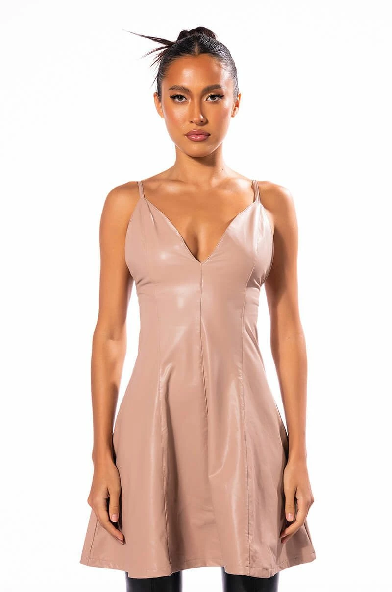 VEGAN LEATHER ESSENTIAL MINI DRESS - Image 3