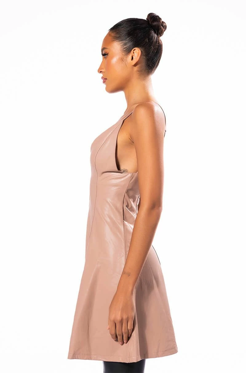 VEGAN LEATHER ESSENTIAL MINI DRESS - Image 4