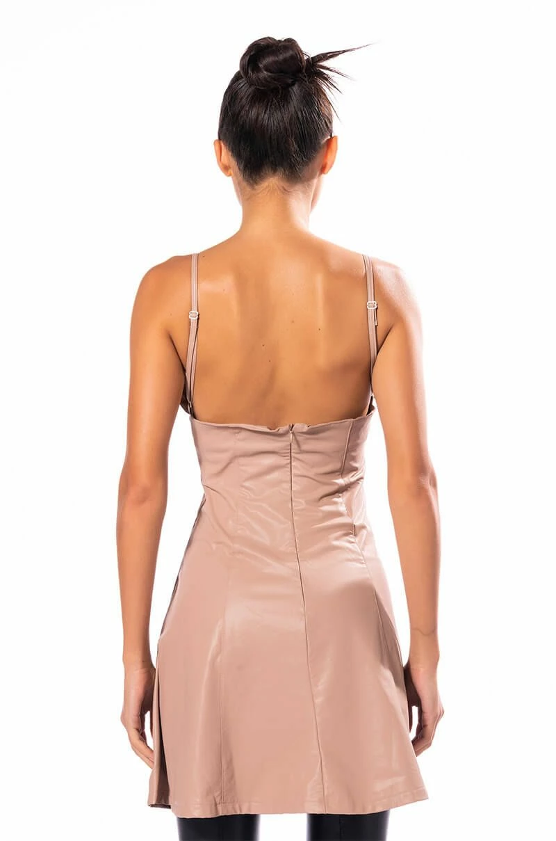 VEGAN LEATHER ESSENTIAL MINI DRESS - Image 5