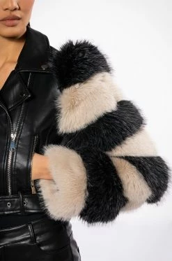 VENETA MOTO JACKET WITH FAUX FUR ARM
