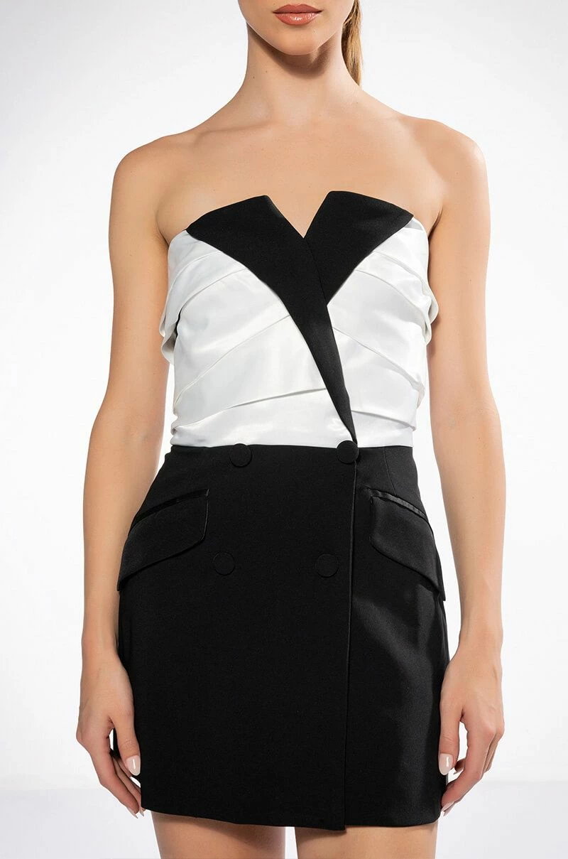VIVIAN TUXEDO DETAIL STRAPLESS MINI DRESS 4 VIVIAN TUXEDO DETAIL STRAPLESS MINI DRESS - Image 2