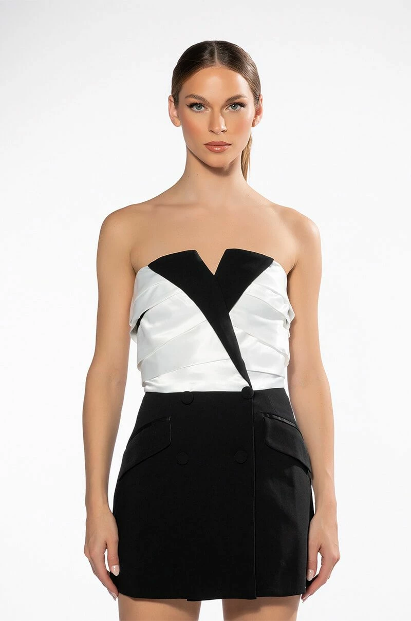 VIVIAN TUXEDO DETAIL STRAPLESS MINI DRESS 6 VIVIAN TUXEDO DETAIL STRAPLESS MINI DRESS - Image 4