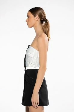 VIVIAN TUXEDO DETAIL STRAPLESS MINI DRESS 14 VIVIAN TUXEDO DETAIL STRAPLESS MINI DRESS -AKIRA Sales Shop vivian tuxedo detail strapless mini dress white black 6 6