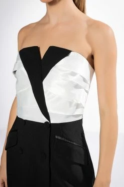 VIVIAN TUXEDO DETAIL STRAPLESS MINI DRESS 16 VIVIAN TUXEDO DETAIL STRAPLESS MINI DRESS -AKIRA Sales Shop vivian tuxedo detail strapless mini dress white black 8 8