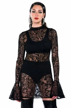 WAITING ON YOU SHEER MINI DRESS 13 WAITING ON YOU SHEER MINI DRESS -AKIRA Sales Shop waiting on you sheer mini dress black 3 3