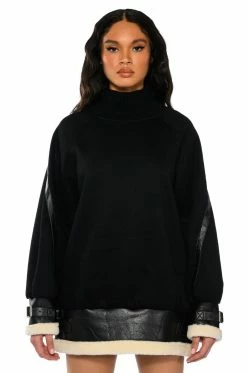 WASTE MY TIME PULL OVER MINI DRESS IN BLACK