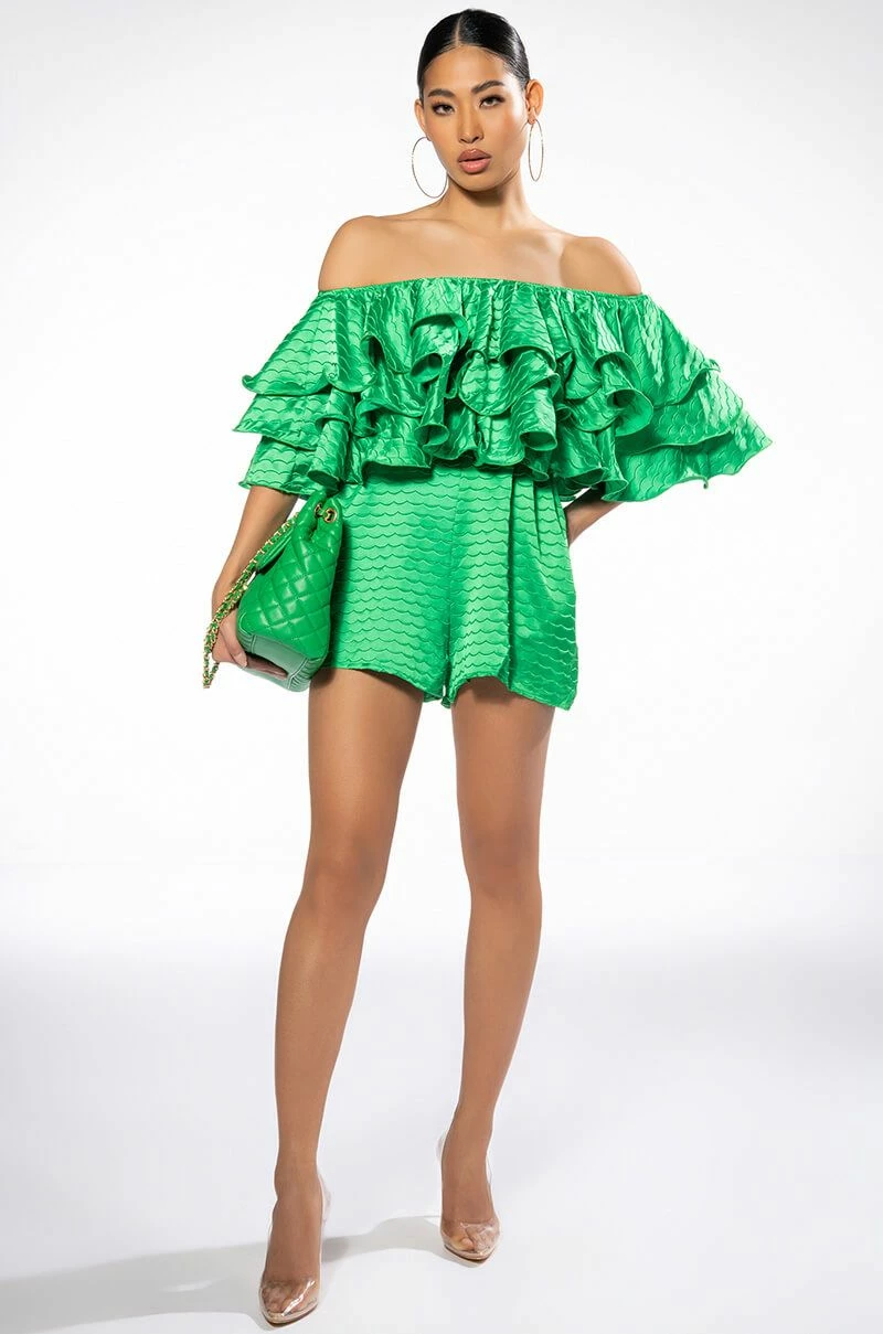 WEEKEND OFF THE SHOULDER RUFFLE ROMPER - Image 2