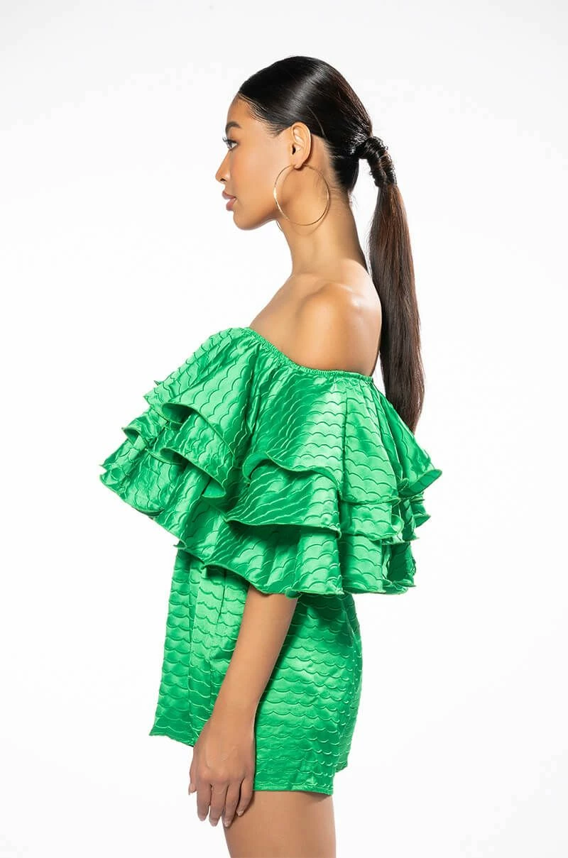 WEEKEND OFF THE SHOULDER RUFFLE ROMPER - Image 4