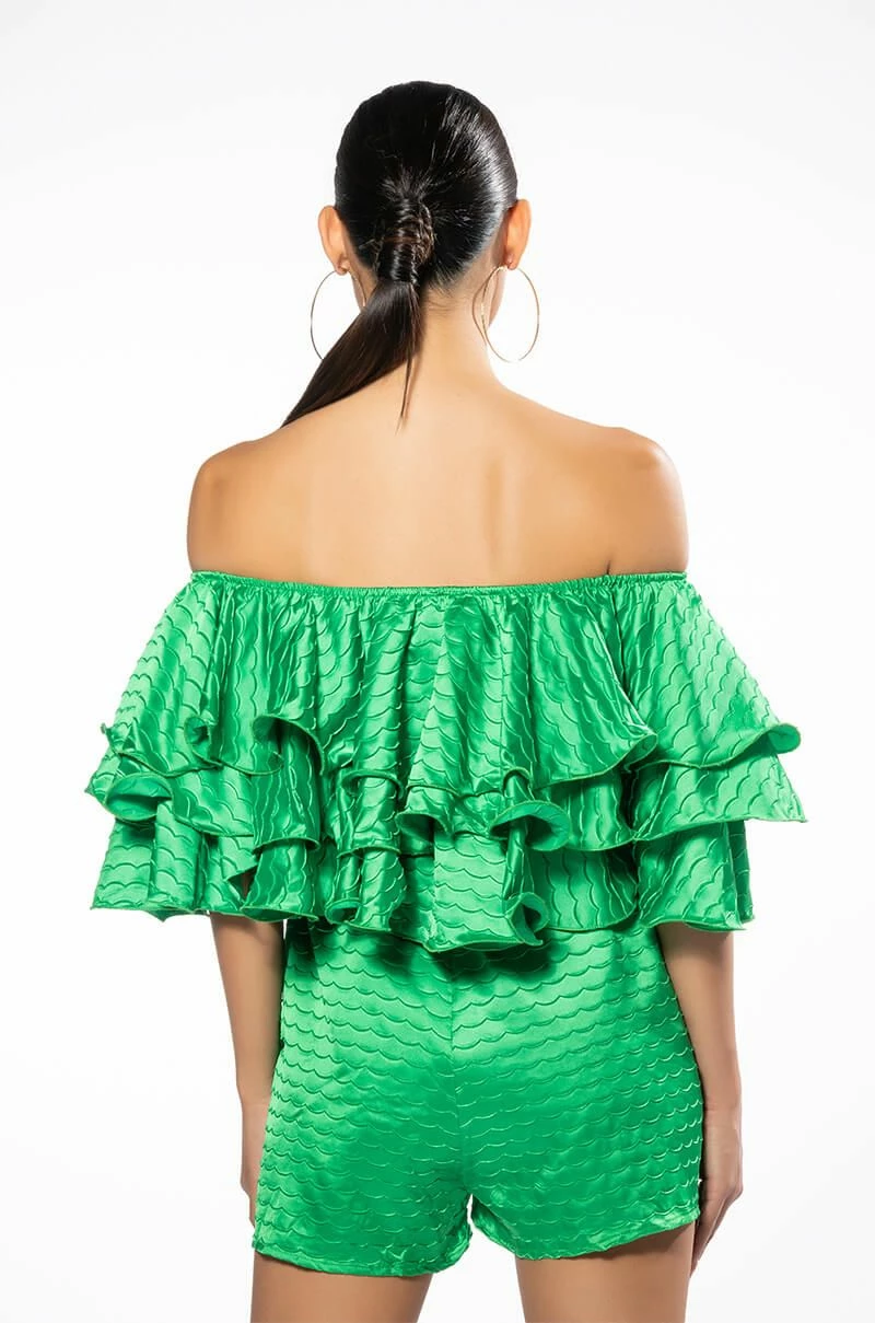 WEEKEND OFF THE SHOULDER RUFFLE ROMPER - Image 5