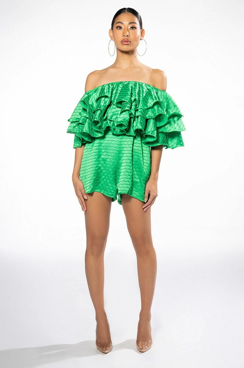WEEKEND OFF THE SHOULDER RUFFLE ROMPER - Image 7