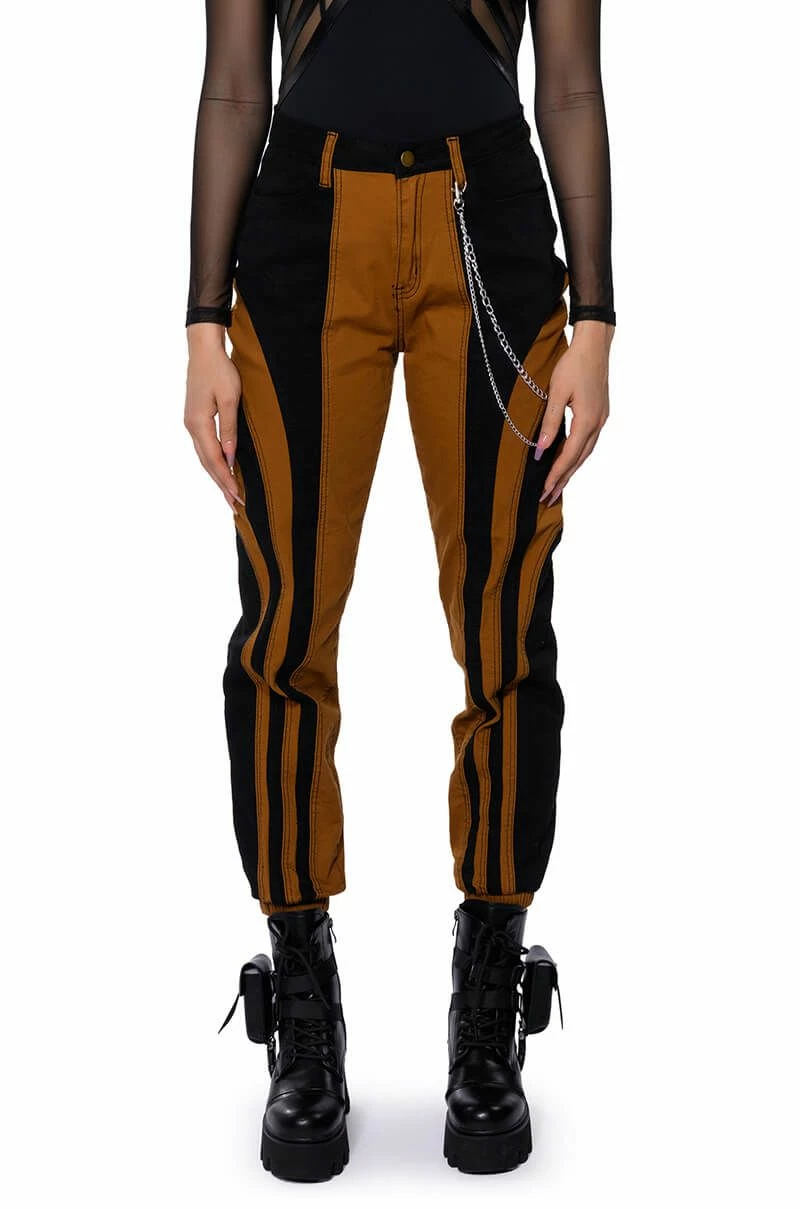 WONKA CHAIN DETAIL COLOR BLOCKED DENIM PANT