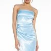 WRAP IT UP SATIN SIDE SLIT MINI DRESS 1 WRAP IT UP SATIN SIDE SLIT MINI DRESS -AKIRA Sales Shop wrap it up satin side slit mini dress light blue 1 1