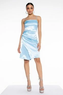 Alternative view of WRAP IT UP SATIN SIDE SLIT MINI DRESS