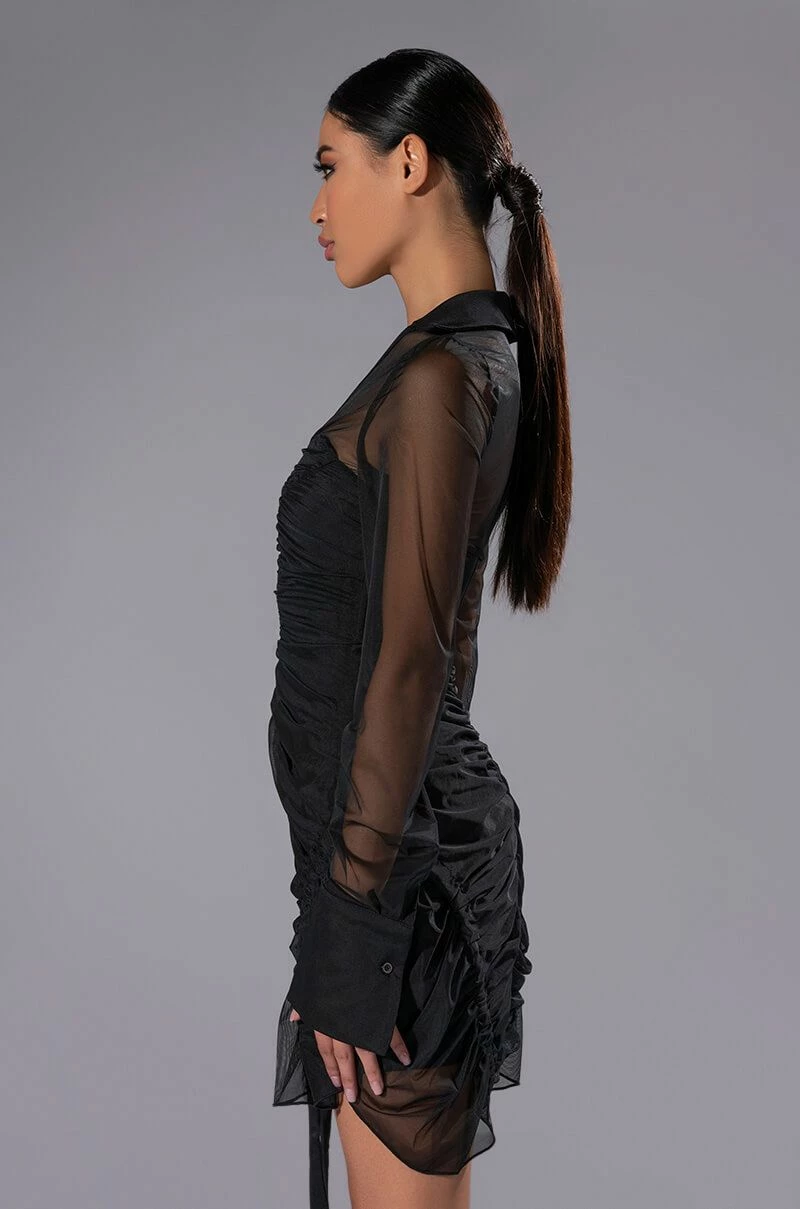 WREN RUCHED ZIP UP MESH MINI DRESS 6 WREN RUCHED ZIP UP MESH MINI DRESS - Image 4