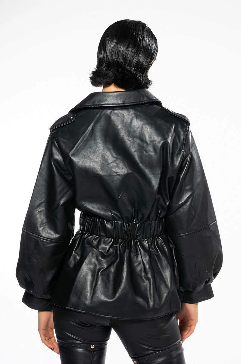 YOKO PEPLUM BELTED MOTO JACKET - Image 5