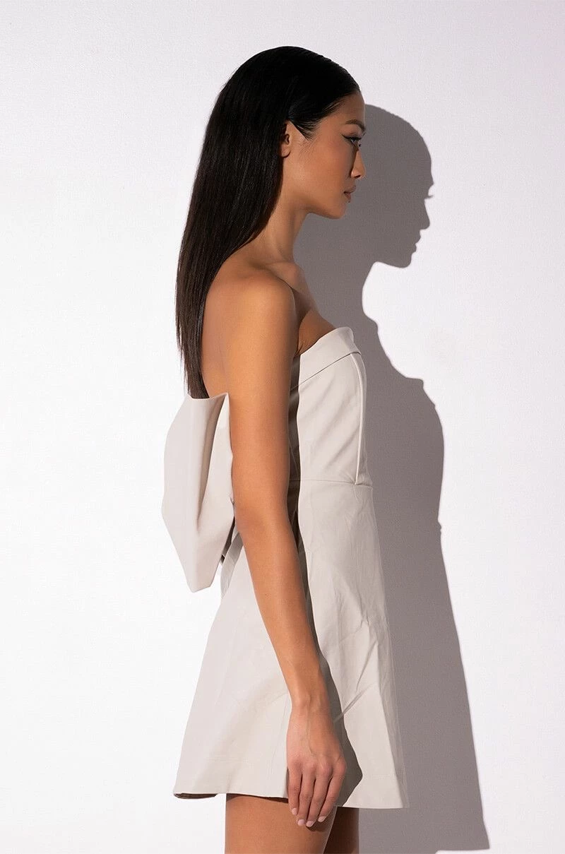 YOU WITH ME BOW DETAIL FAUX LEATHER MINI DRESS - Image 5
