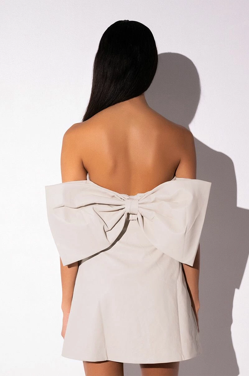 YOU WITH ME BOW DETAIL FAUX LEATHER MINI DRESS - Image 6