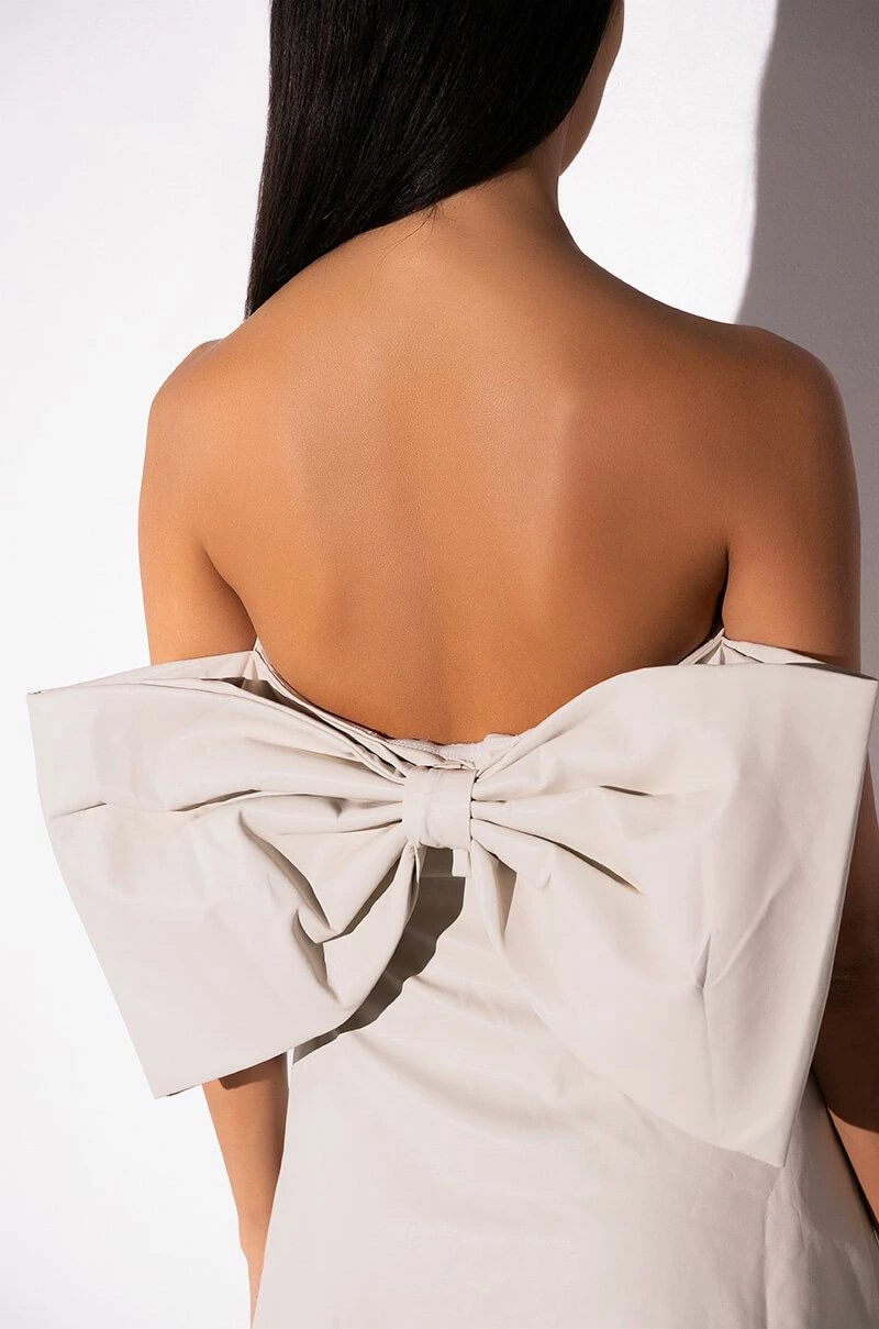 YOU WITH ME BOW DETAIL FAUX LEATHER MINI DRESS - Image 7